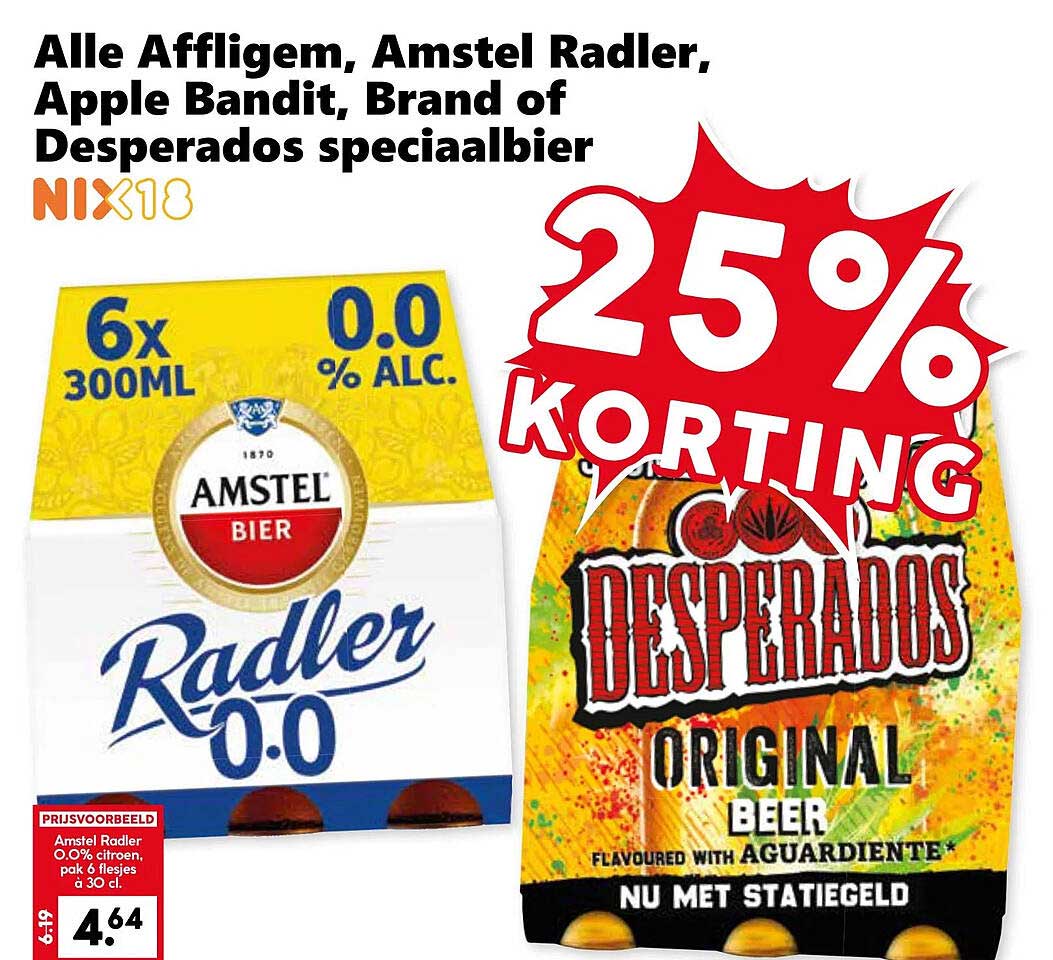 Alle Affligem, Amstel Radler, Apple Bandit, Brand of Desperados speciaalbier