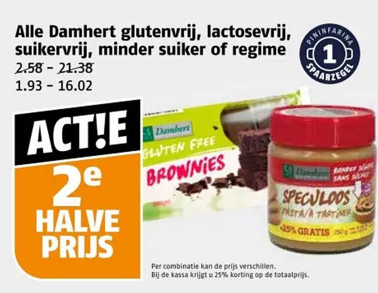 Alle Damhert glutenvrij, lactosevrij, suikervrij, minder suiker of regime