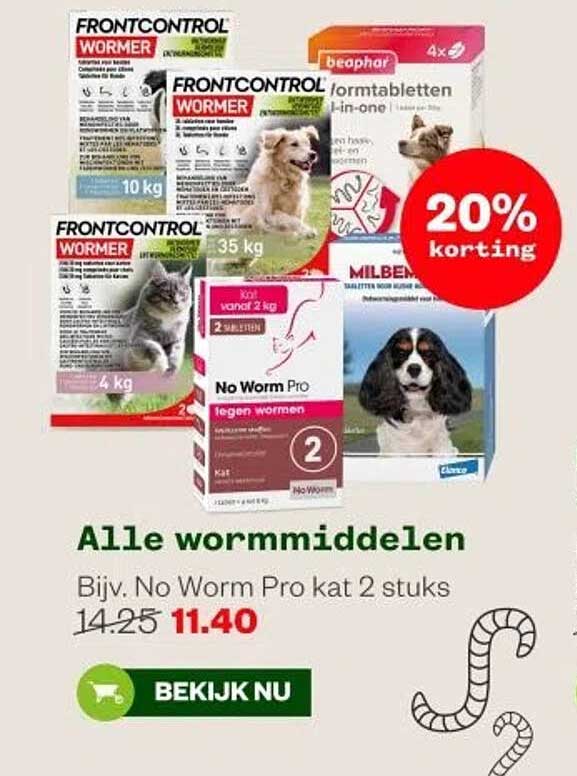 Alle wormmiddelen Bijv. No Worm Pro kat 2 stuks