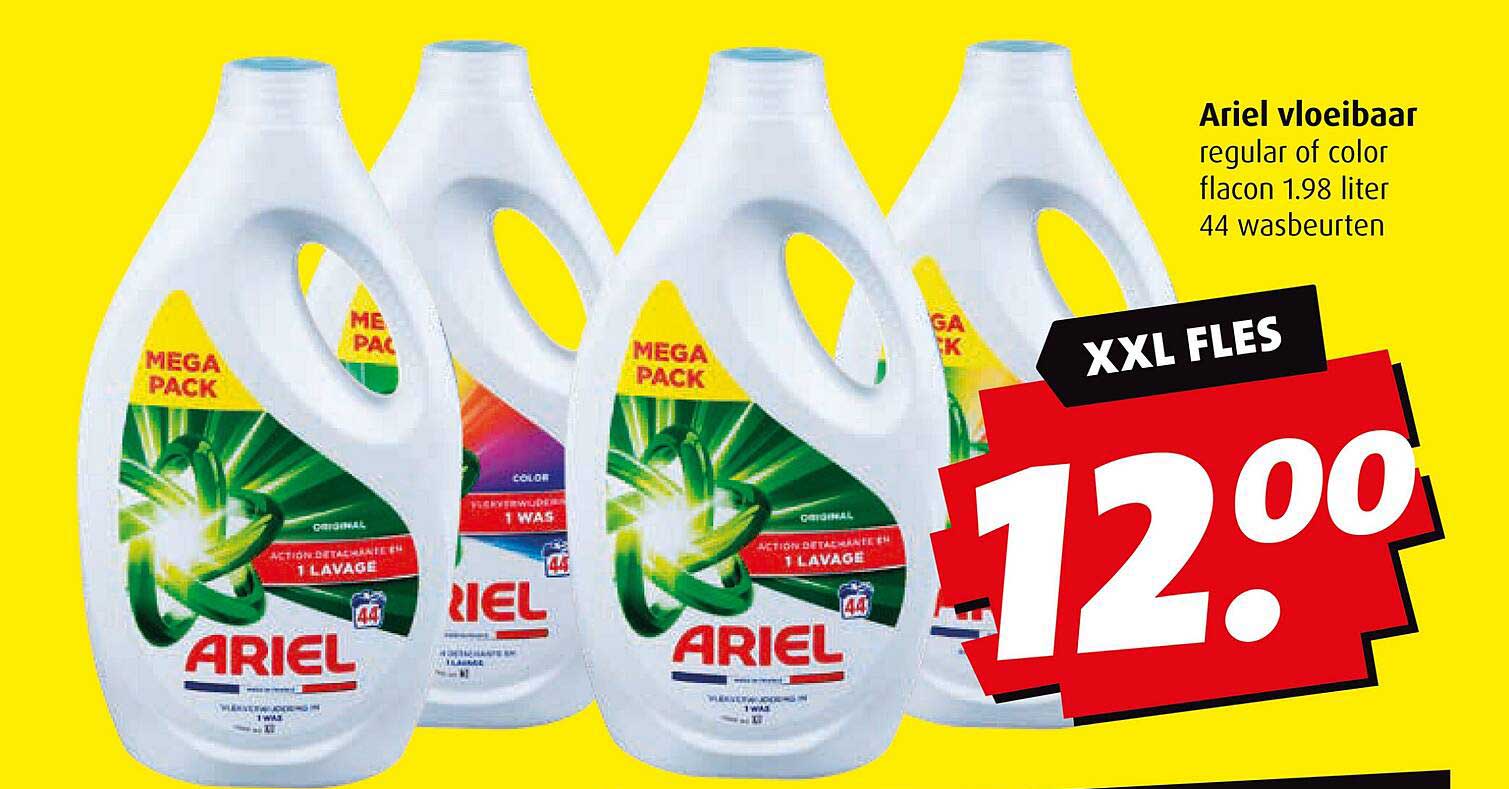 Ariel vloeibaar regular of color flacon 1.98 liter 44 wasbeurten