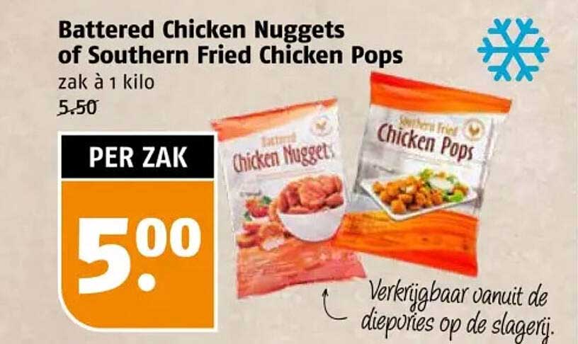 Battered Chicken Nuggets of Southern Fried Chicken Pops
