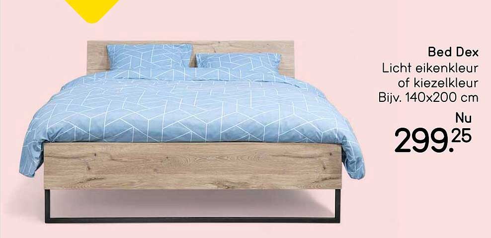 Bed Dex Licht eikenkleur of kiezelkleur Bijv. 140x200 cm