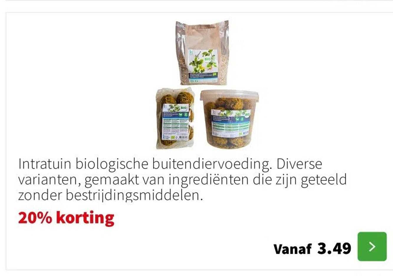 Biologische buitendier voeding met 20% korting