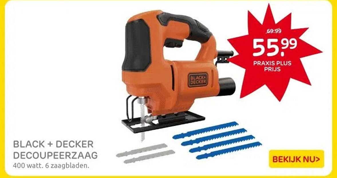 BLACK + DECKER DECOUPEERZAAG 400 watt. 6 zaagbladen.
