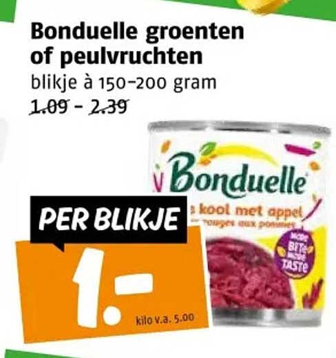 Bonduelle groenten of peulvruchten blijkje à 150-200 gram