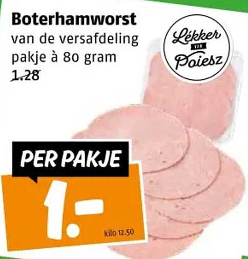 Boterhamworst van de versafdeling pakje à 80 gram