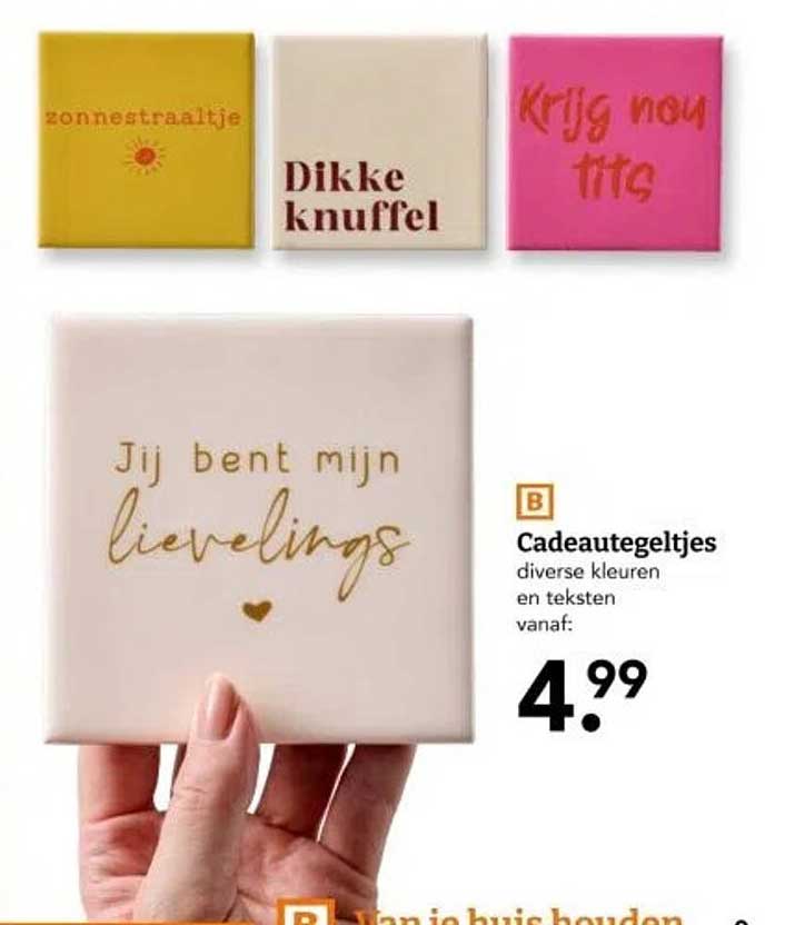 Cadeautegeltjes diverse kleuren en teksten vanaf: