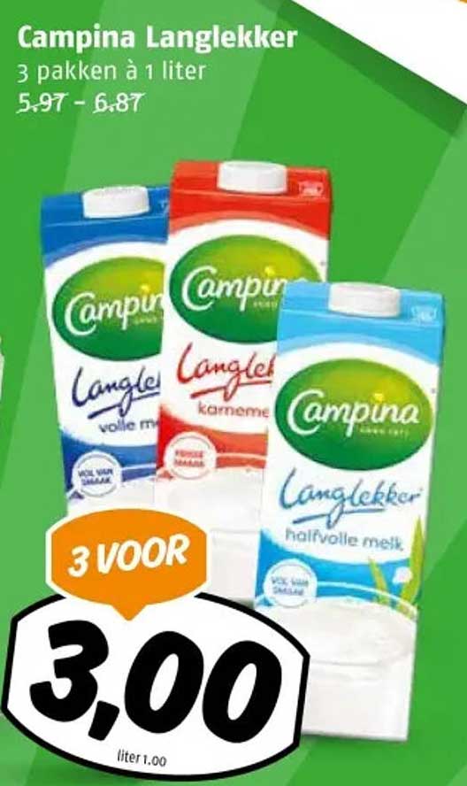 Campina Langlekker 3 pakken à 1 liter