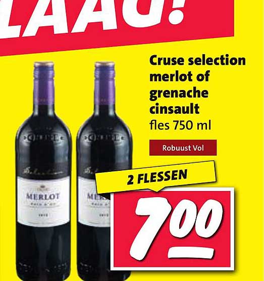Cruse selection merlot of grenache cinsault fles 750 ml