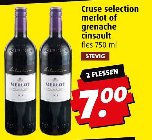 Cruse selection merlot of grenache cinsault fles 750 ml