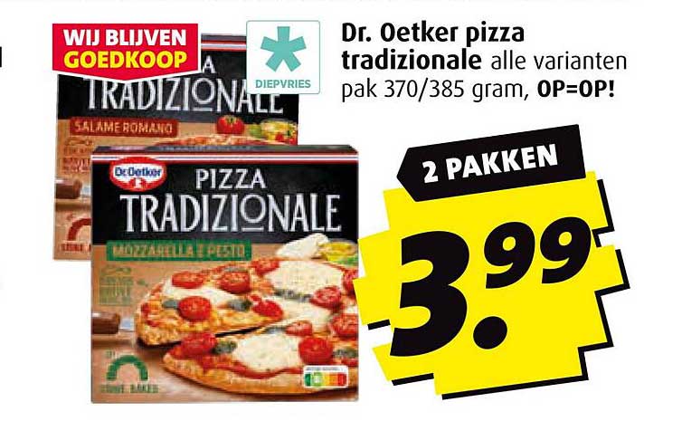 Dr. Oetker pizza tradizionale alle varianten pak 370/385 gram, OP=OP!