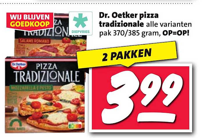 Dr. Oetker pizza tradizionale alle varianten pak 370/385 gram, OP=OP!