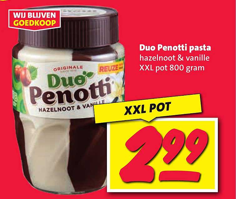 Duo Penotti pasta hazelnoot & vanille XXL pot 800 gram