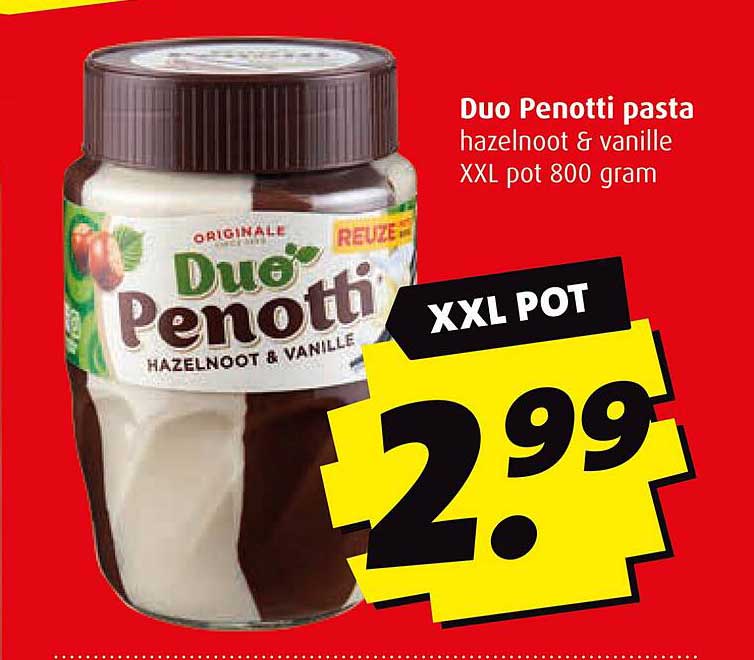 Duo Penotti pasta hazelnoot & vanille XXL pot 800 gram