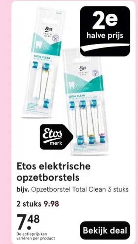 Etos elektrische opzetborstels bijv. Opzetborstel Total Clean 3 stuks