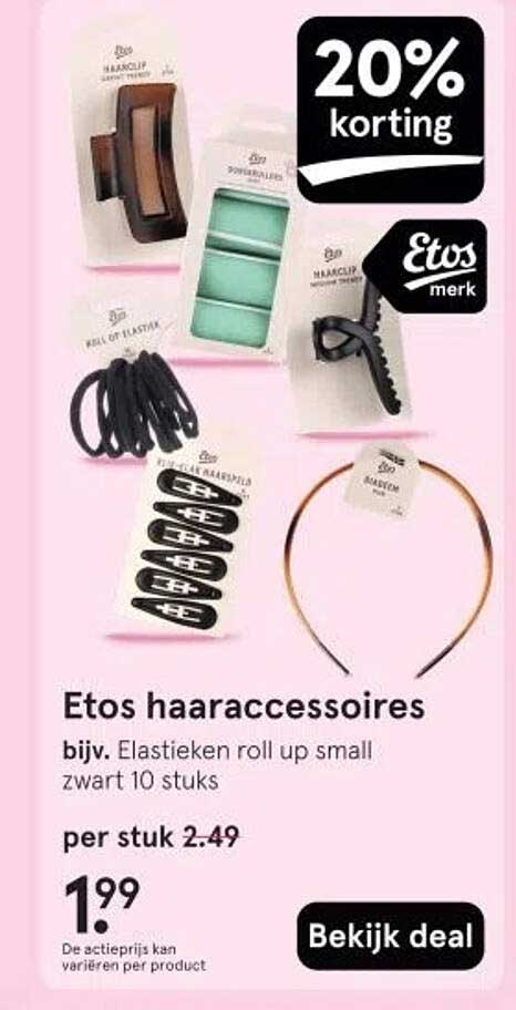 Etos haaraccessoires bijv. Elastieken roll up small zwart 10 stuks