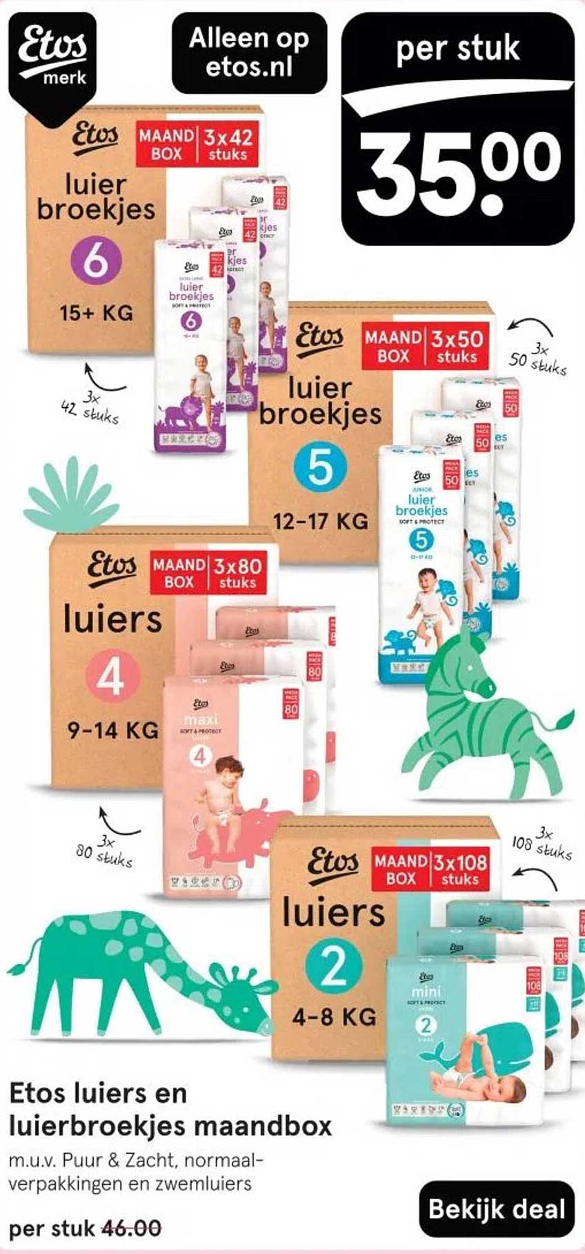 Etos luiers en luierbroekjes maandbox