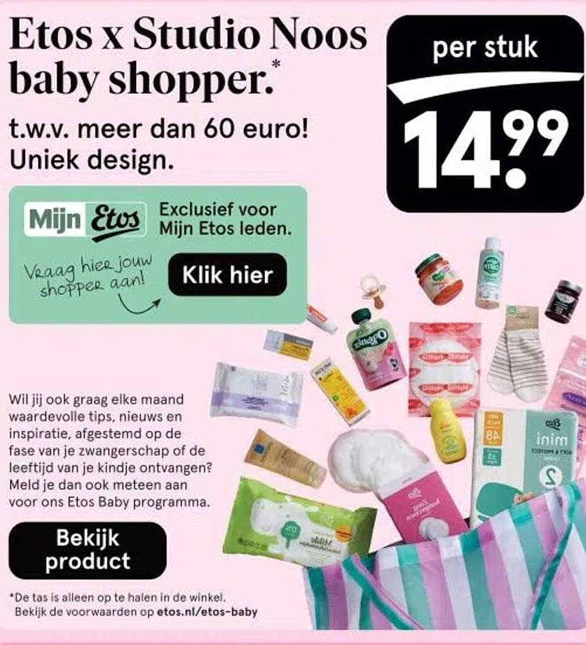 Etos x Studio Noos baby shopper.
