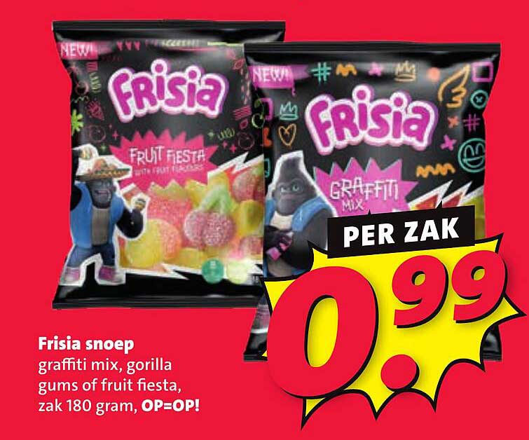 Frisia snoep graffitti mix, gorilla gums of fruit fiesta, zak 180 gram