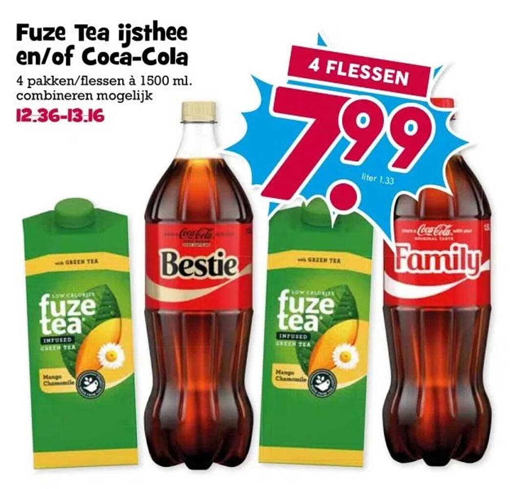 Fuze Tea ijsthee en/of Coca-Cola 4 pakken/flessen à 1500 ml combineren mogelijk