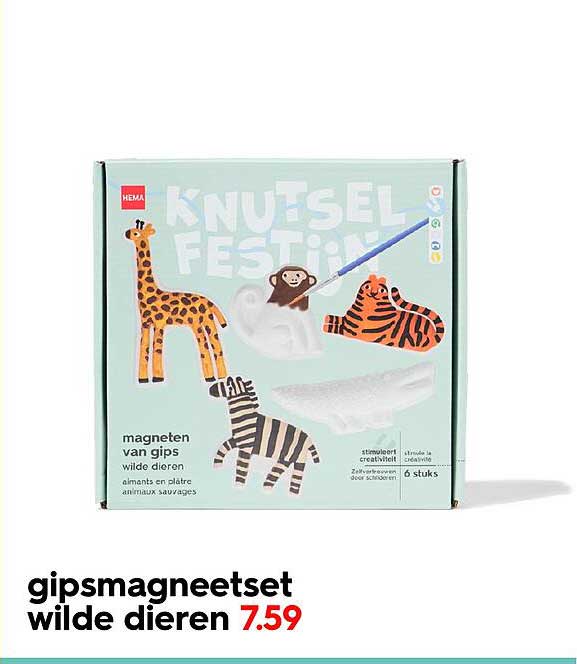 gipsmagneteset wilde dieren 7.59