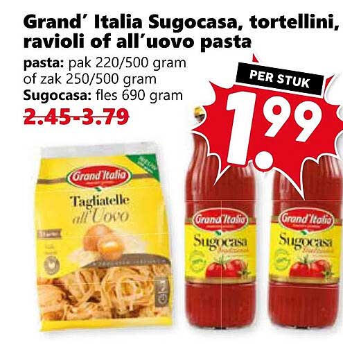 Grand' Italia Sugocasa, tortellini, ravioli of all'uovo pasta