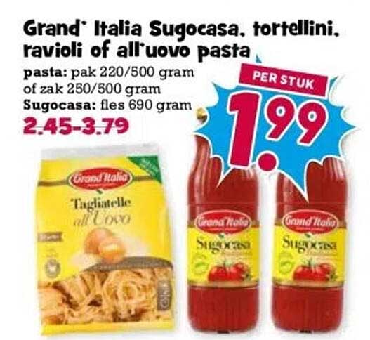 Grand* Italia Sugocasa, tortellini, ravioli of all'uovo pasta