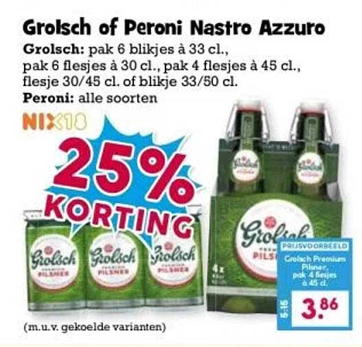 Grolsch of Peroni Nastro Azzurro