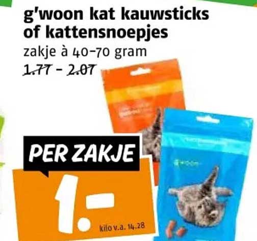 g'woon kat kauwsticks of kattensnoepjes