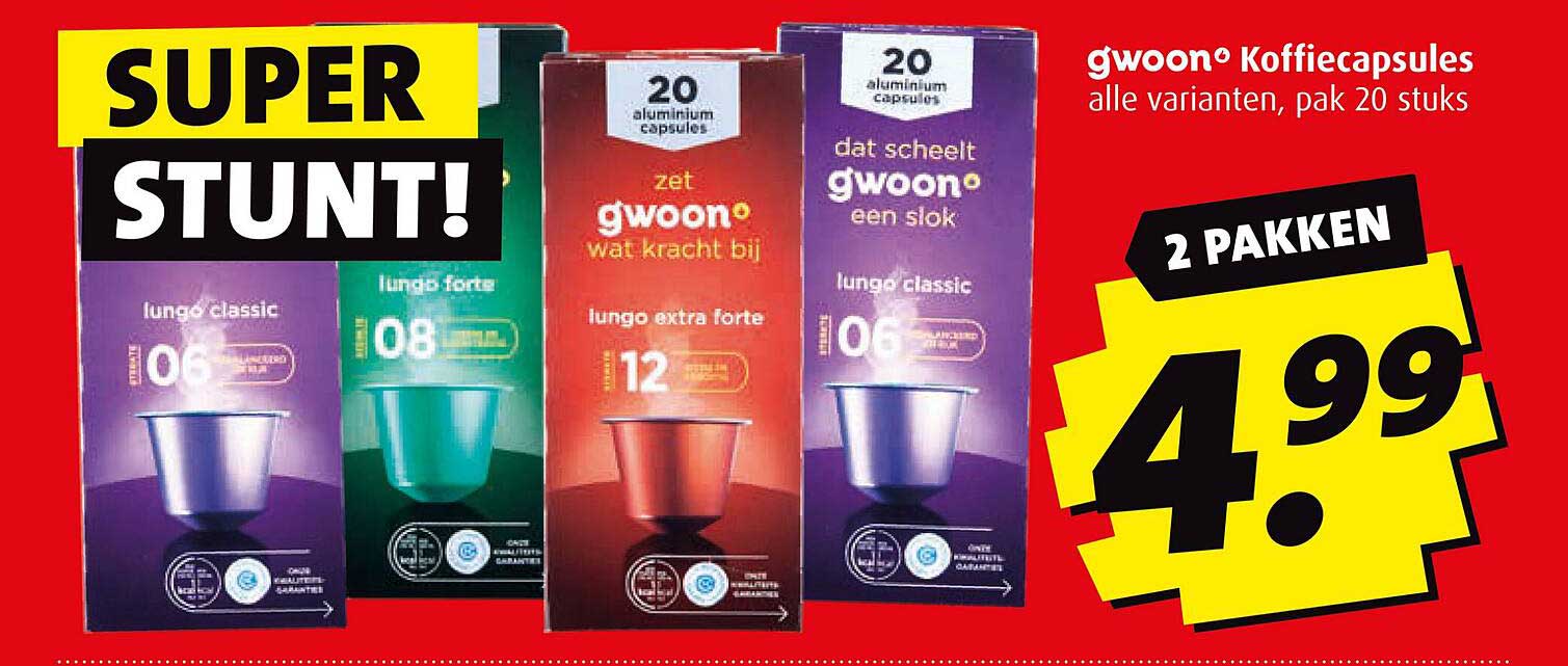 gwoon® Koffiecapsules alle varianten, pak 20 stuks