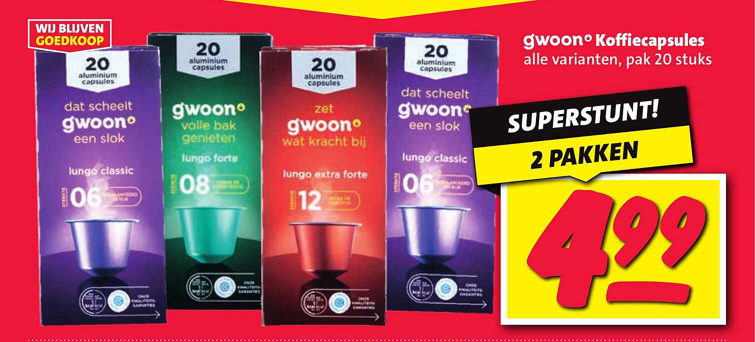 gwoon® Koffiecapsules alle varianten, pak 20 stuks