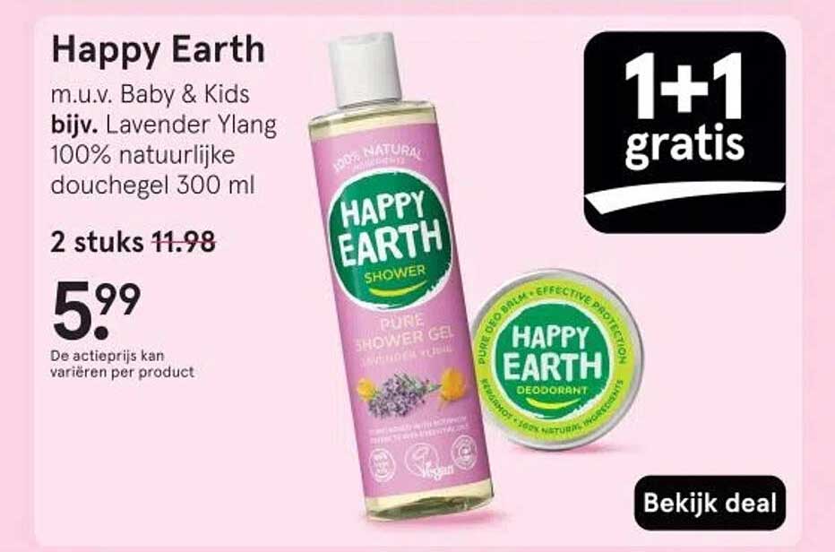 Happy Earth m.u.v. Baby & Kids bijv. Lavender Ylang 100% natuurlijke douchegel 300 ml