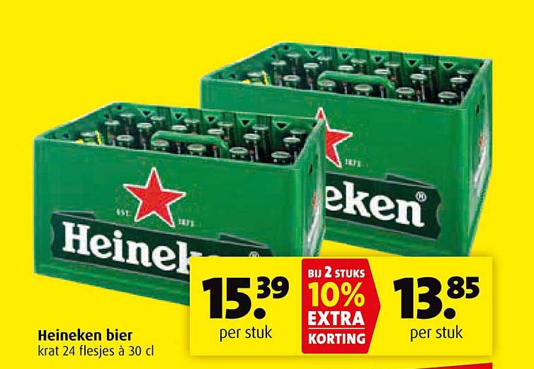 Heineken bier krat 24 flesjes à 30 cl