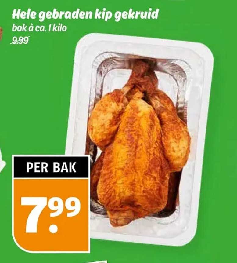 Hele gebraden kip gekruid