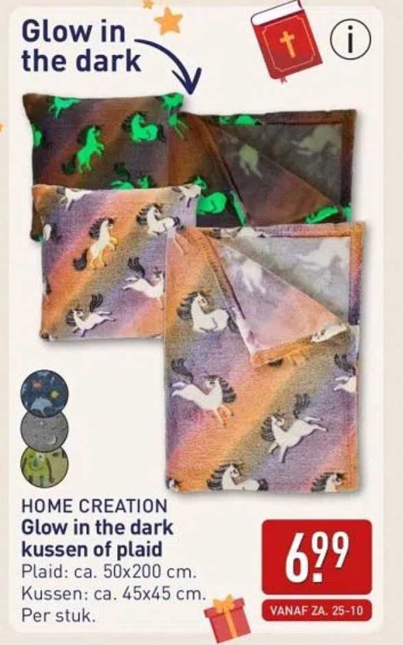 HOME CREATION Glow in the dark kussen of plaid