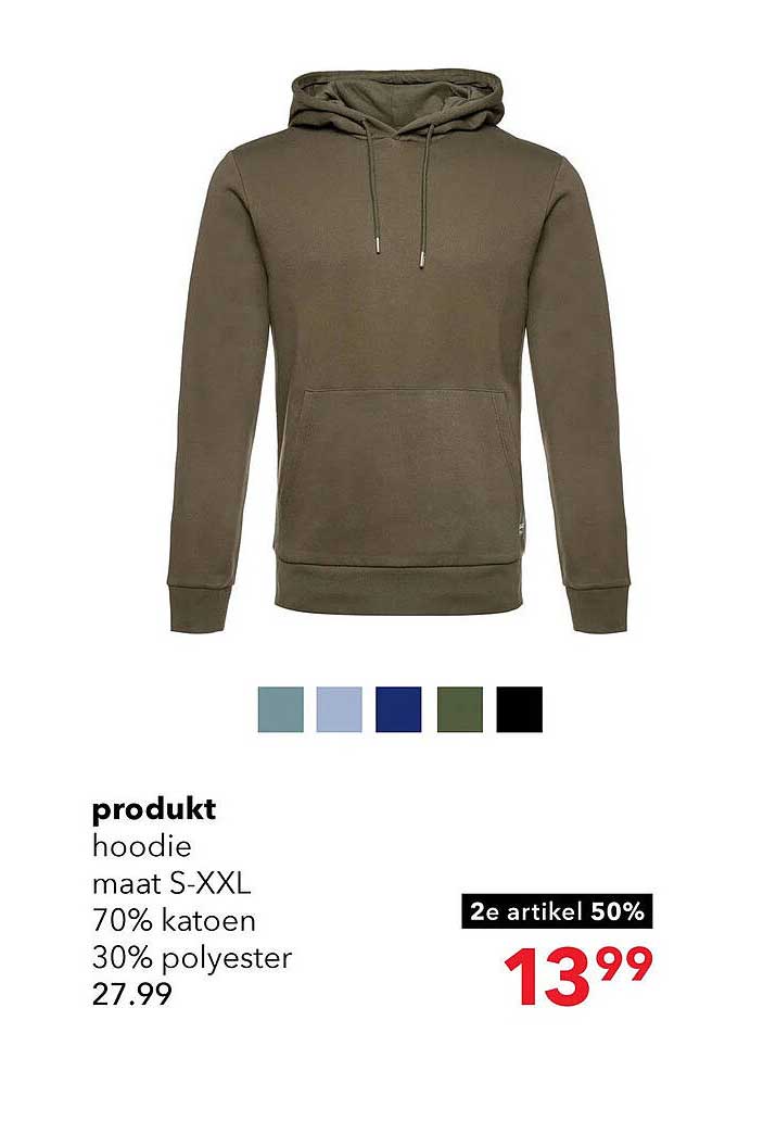 Hoodie Maat S-XXL 70% Katoen 30% Polyester voor €13,99