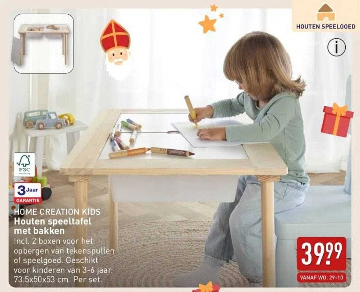 Houten speeltafel met bakken
