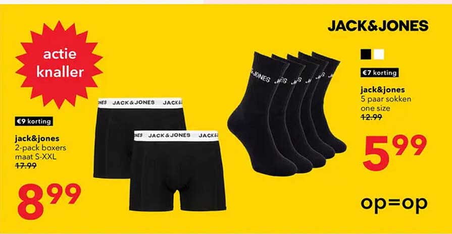 jack&jones 2-pack boxers maat S-XXL en 5 paar sokken one size