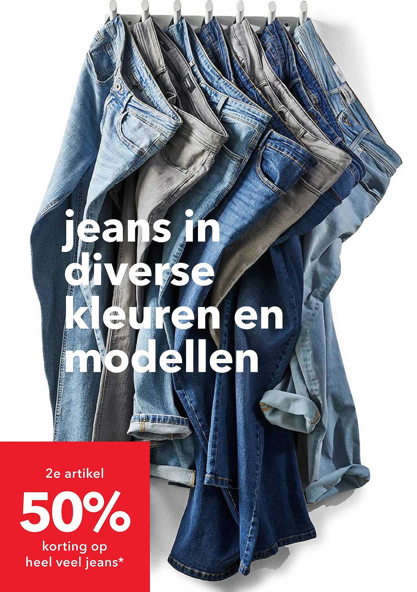 jeans in diverse kleuren en modellen