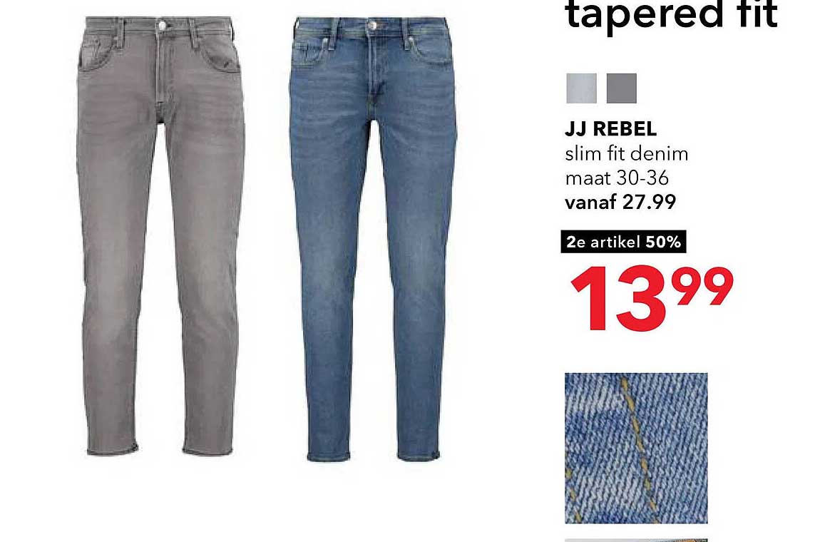 JJ REBEL slim fit denim maat 30-36 vanaf 27.99