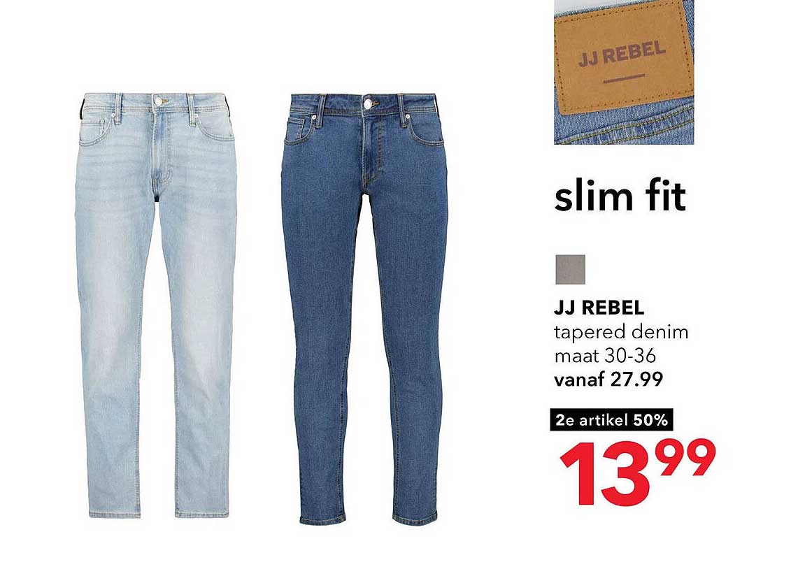 JJ REBEL tapered denim maat 30-36 vanaf 27.99