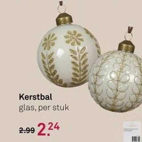 Kerstbal glas, per stuk