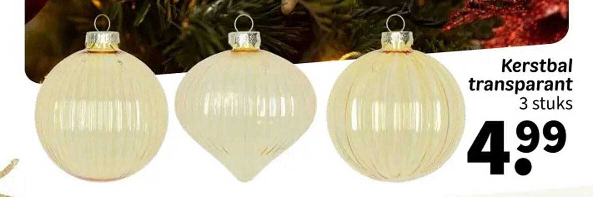 Kerstbal transparant 3 stuks