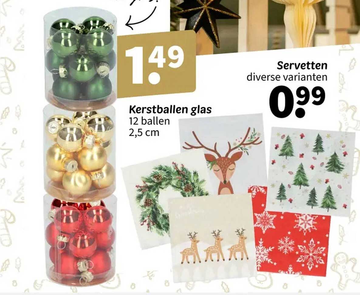 Kerstballen glas 12 ballen 2,5 cm