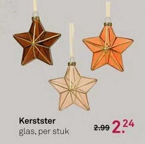 Kerstster, glas, per stuk