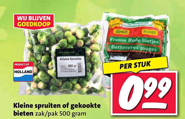 Kleine spruiten of gekookte bieten zak/pak 500 gram