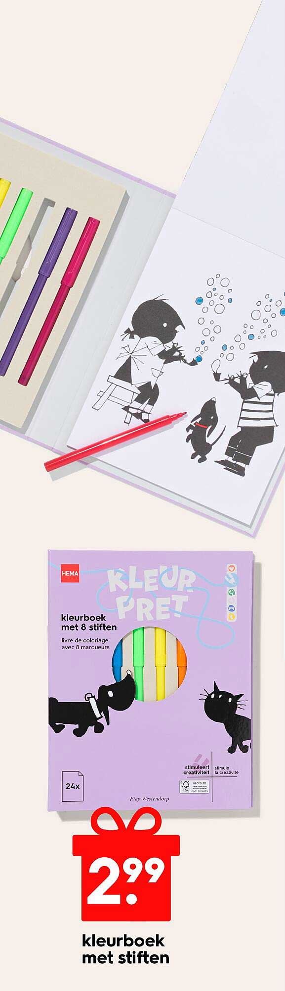 kleurboek met 8 stiften