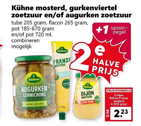 KüHne mosterd, gurkenviertel zoetzuur en/of augurken zoetzuur