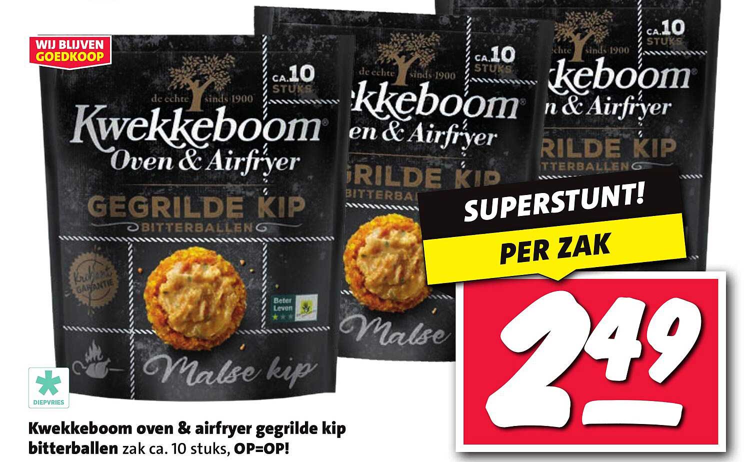 Kwekkeboom Oven & Airfryer Gegrilde Kip Bitterballen zak ca. 10 stuks