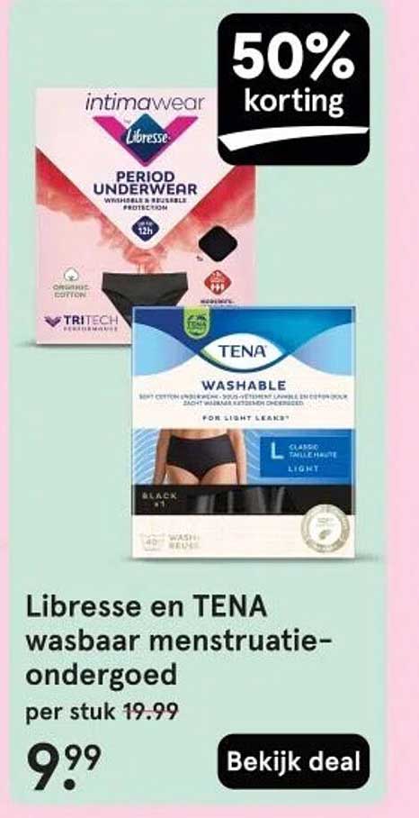 Libresse en TENA wasbaar menstruatieondergoed